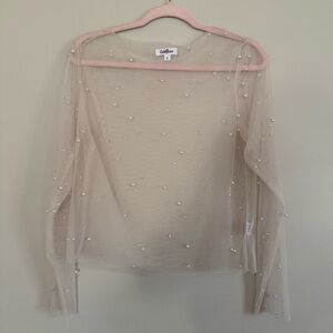 NWT Dry Goods Pearl Nude Mesh Top Size Small